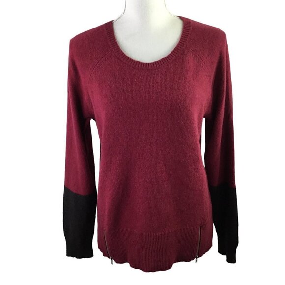 Eileen Fisher Yak Merino Italian Wool Blend Sweater Colorblock Zippers Size L - Picture 2 of 8